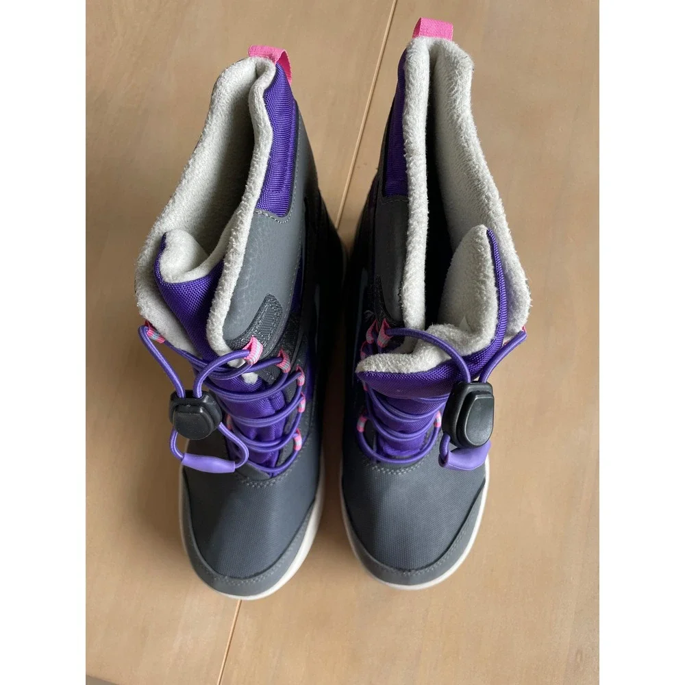 Merrell Snow Bank Waterproof Insulated Winter Boots Gray Purple Kid's US 5